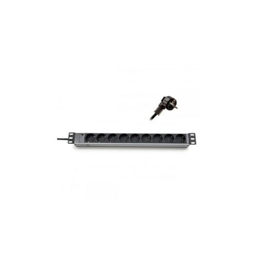 KE-Line 19" elosztópanel 9x250V, kontrol LED-del, 1U, 2,3m
