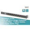 DIGITUS 1U PDU 230V 16A 7xCEE 7/3 aljzat CEE7/7 csatlakozó túlfeszültség védelemmel és vonalszűrővel 2m elosztósor