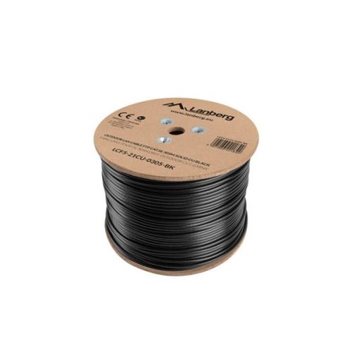 Lanberg LCF5-21CU-0305-BK Cat.5e F/UTP AWG24 Fca PE 305m árnyékolt fekete kültéri kábel