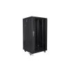 Lanberg FF01-6622-12B 19" 22U SZÉL:600mm MÉLY:600mm MAG:1159mm lapraszerelt üvegajtós fekete rack szekrény
