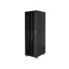 Lanberg FF01-6042-12B 19" 42U SZÉL:600mm MÉLY:1000mm MAG:2047mm lapraszerelt üvegajtós fekete rack szekrény
