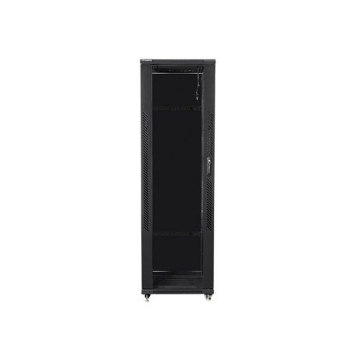 Lanberg FF01-6642-12B 19" 42U SZÉL:600mm MÉLY:600mm MAG:2047mm lapraszerelt üvegajtós fekete rack szekrény