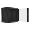 Lanberg WF01-6412-10B 19" 12U SZÉL:600mm MÉLY:450mm MAG:640mm lapraszerelt üvegajtós fekete fali rack szekrény