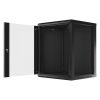 Lanberg WF01-6615-10B 19" 15U SZÉL:600mm MÉLY:600mm MAG:774mm lapraszerelt üvegajtós fekete fali rack szekrény