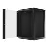 Lanberg WF01-6618-10B 19" 18U SZÉL:600mm MÉLY:600mm MAG:907mm lapraszerelt üvegajtós fekete fali rack szekrény