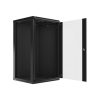 Lanberg WF01-6622-10B 19" 22U SZÉL:600mm MÉLY:600mm MAG:1085mm lapraszerelt üvegajtós fekete fali rack szekrény