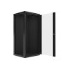 Lanberg WF01-6627-10B 19" 27U SZÉL:600mm MÉLY:600mm MAG:1307mm lapraszerelt üvegajtós fekete fali rack szekrény