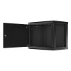 Lanberg WF01-6409-00B 19" 9U SZÉL:600mm MÉLY:450mm MAG:512mm lapraszerelt fémajtós fekete fali rack szekrény
