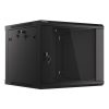Lanberg WF01-6609-10B 19" 9U SZÉL:600mm MÉLY:600mm MAG:512mm lapraszerelt üvegajtós fekete fali rack szekrény