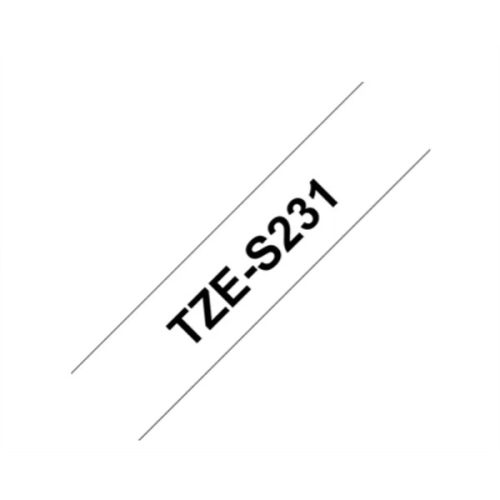 Brother TZe-S231 0.47" 12mmx8m fehér/fekete erős tapadású szalag
