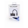 Gembird USB-C SD/microSD kártyaolvasó fekete
