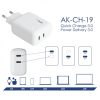 Akyga 2x USB-C PD 5-12V / max. 3A 40W Quick Charge 3.0 gyorstöltő
