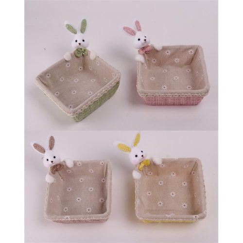 IRIS dekor textil tál+nyuszi 4 féle szín 12cm