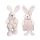 IRIS dekor textil nyuszi fehér/lila virágmintás 2 szortiment 16cm