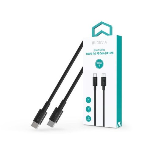 Devia ST111110 Smart Series 1,5m 100W Type-C/Type-C fekete adat- és töltőkábel