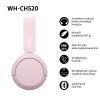 Sony WH-CH520 Bluetooth rózsaszín fejhallgató