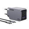 UGREEN Nexode Pro 65W USB/2xUSB-C fekete hálózati töltő + Type-C kábel