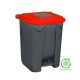 Planet Szelektív hulladékgyűjtő konténer, műanyag, pedálos, antracit, piros, 50L