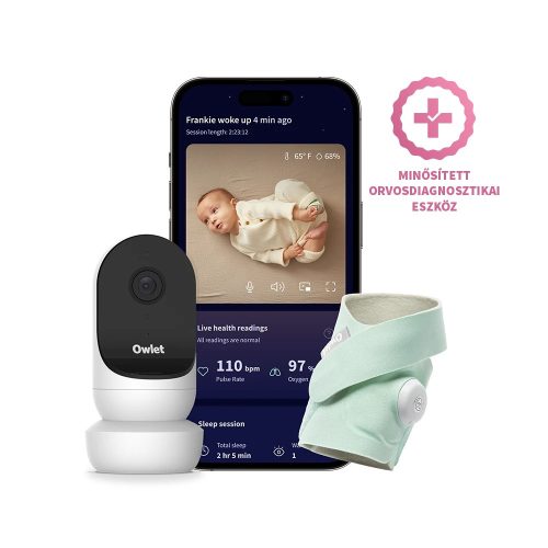 Owlet Dream Sock okos zokni 0-18 hónapig + Owlet Cam 2 kamera - Menta