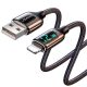 USAMS SJ543USB01 120cm-es szövet borítású lightning adat és töltőkábel LCD kijelzővel 2,4A 1380753