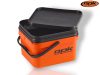 ROK 10 literes Szögletes Csalis vödör + betét + tető szett - Square Bait Bucket + Basin Black set - Narancs