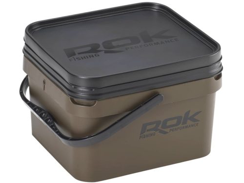 ROK 10 literes Szögletes Csalis vödör + betét + tető szett - Square Bait Bucket + Basin Black set - Zöld