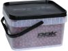 ROK 10 literes Szögletes Csalis vödör + betét + tető szett - Square Bait Bucket + Basin Black set - Áttetsző
