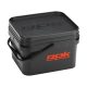 ROK 10 literes Szögletes Csalis vödör + betét + tető szett - Square Bait Bucket + Basin Black set - Fekete