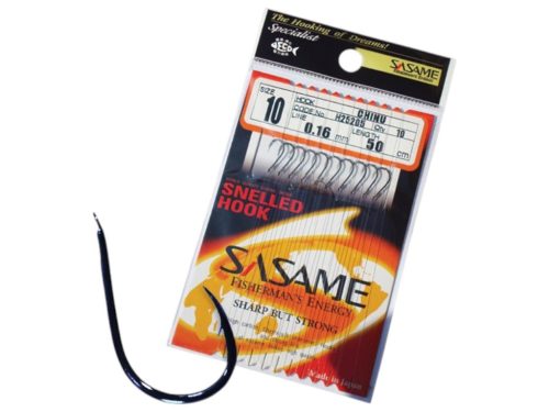 SASAME Chinu lapkás pontyozó, előkötött horog - 80cm - Nickel - 10db/csomag - 6-os 0,18mm zsinórral